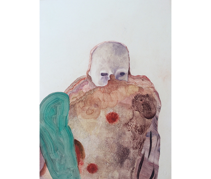 prima materia, Sara Welponer oil painting on paper, surreal anatomy